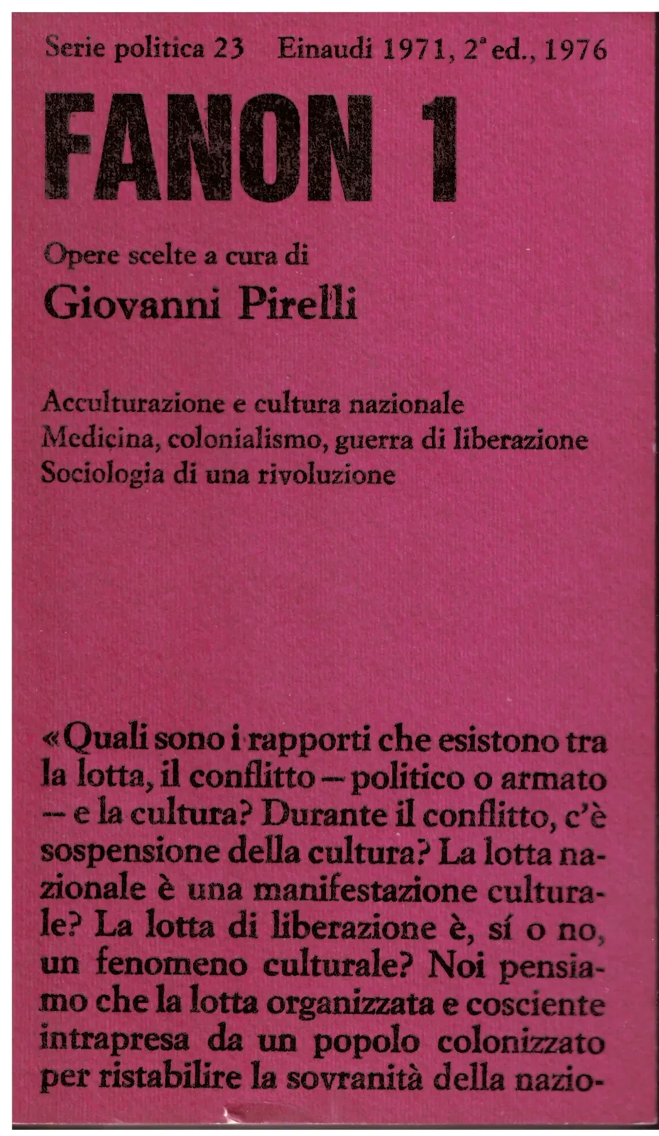 FANON 1 - Opere scelte A cura di Giovanni Pirelli.