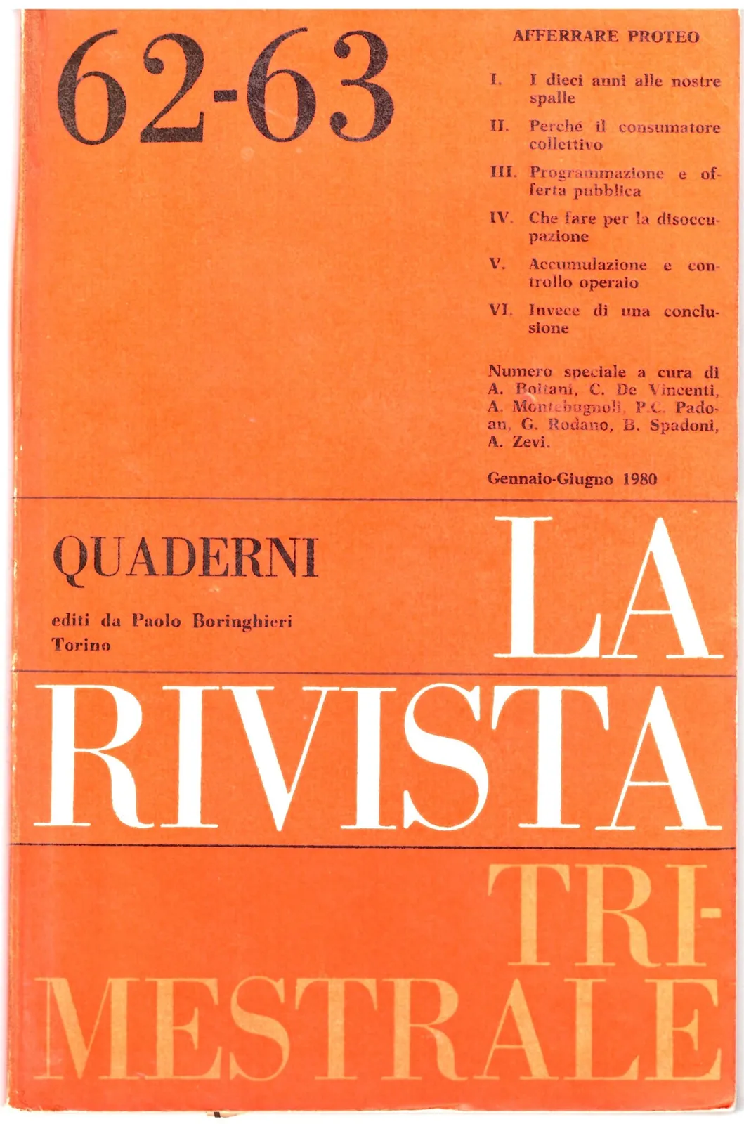 QUADERNI -62/63 La rivista Tri-mestrale.