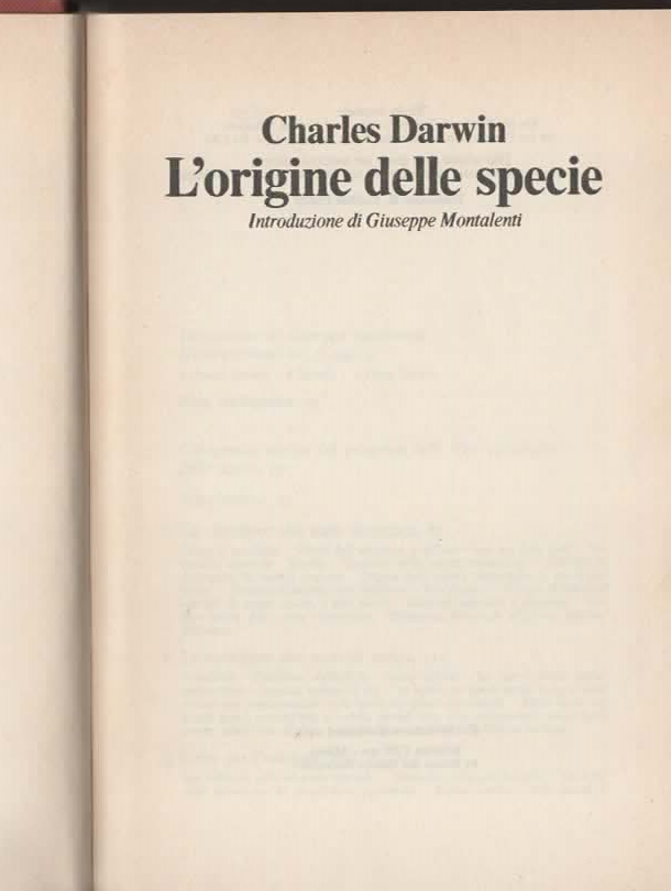 L’ORIGINE DELLA SPECIE – CHARLES DARWIN (1984)