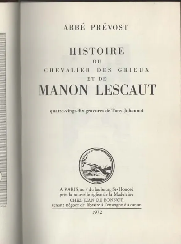 histoire du chevalier des grieux et de manon lescaut – ABBÉ PRÉVOST